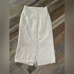 Faux linen skirt with buttons